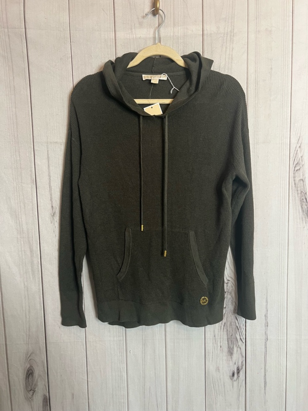 MICHAEL Michael Kors Men's Hooded Crewneck Sweater in Olive
